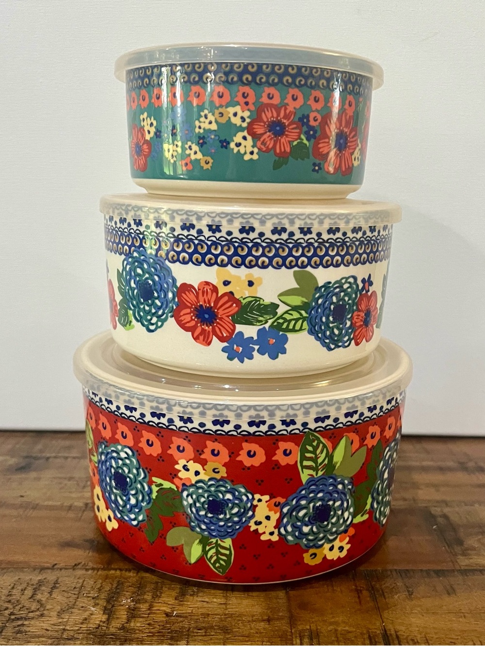 The Pioneer Woman Floral Ceramic Nesting Storage Bowls
